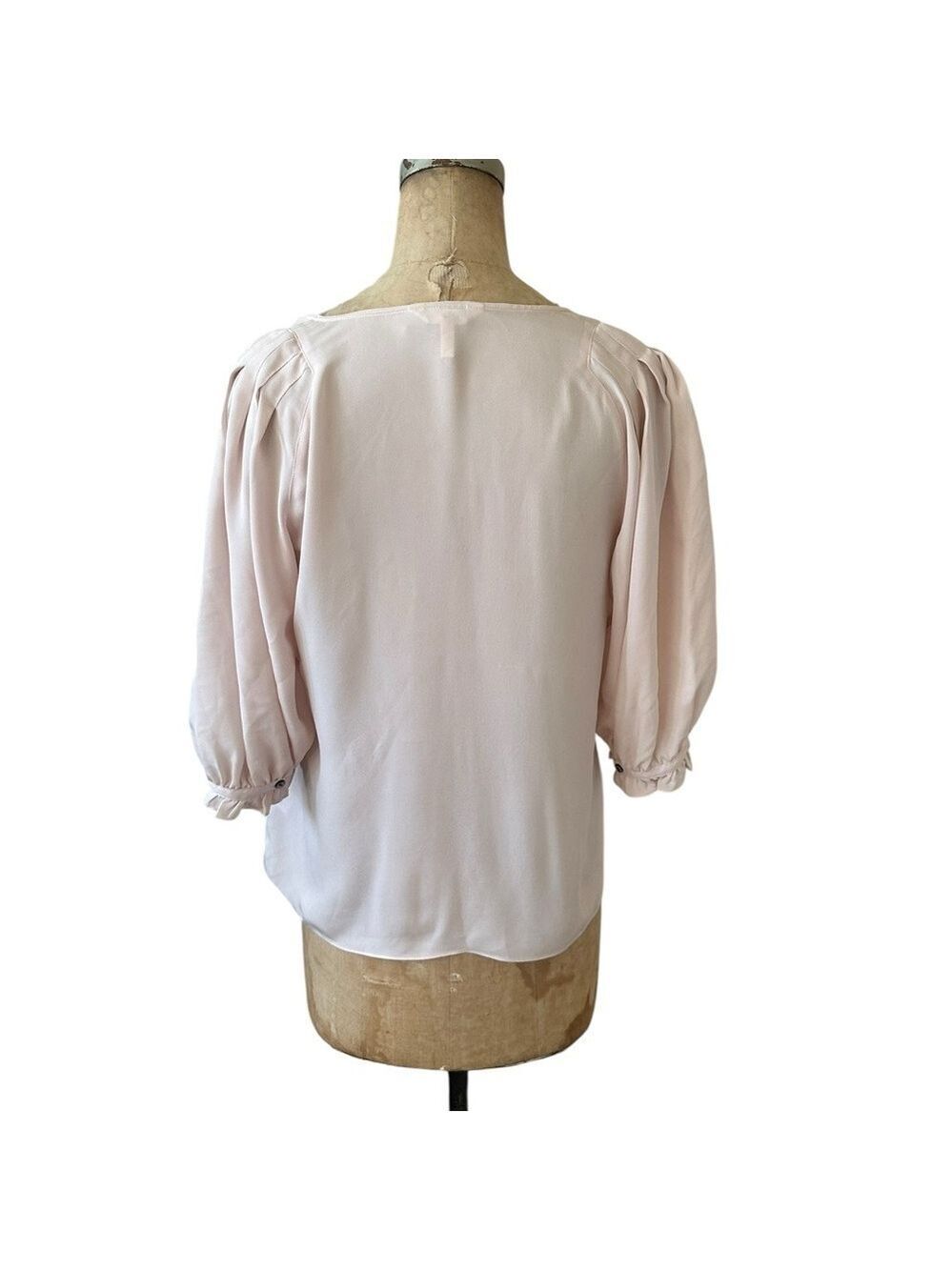 Rebecca Taylor Elegant Women's Blush Pink V-Neck Silk Top Size 6 Feminine Girly - Picture 3 of 7